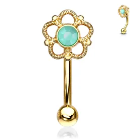 16g Petite Eleanor Reverse Navel Ring with Yellow Gold Plating