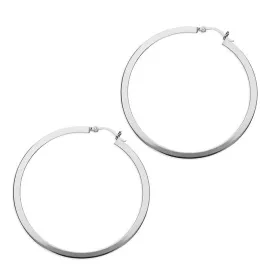 50mm Square Hinged Hoop Earrings - Sterling Silver