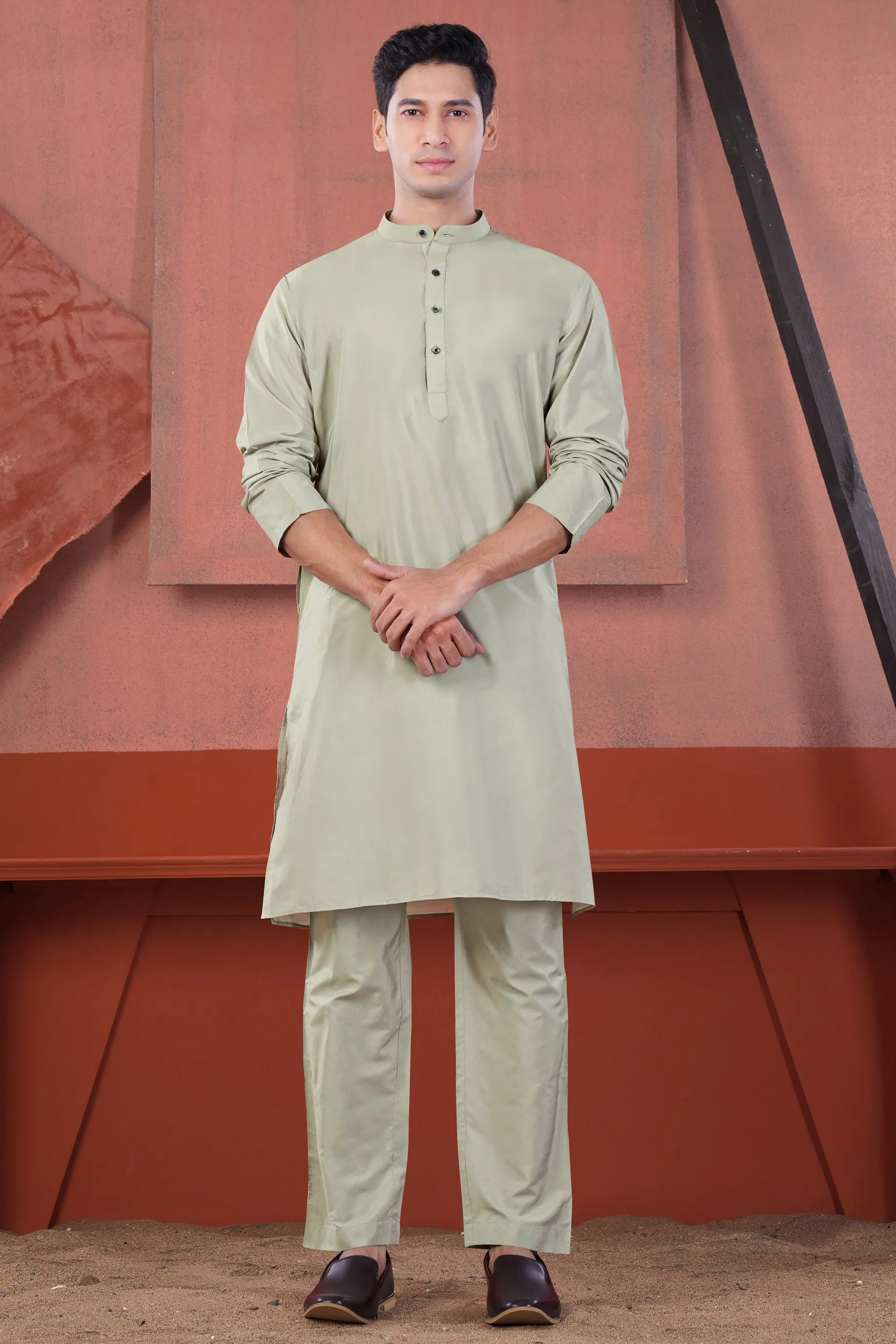 Artichoke Gray Subtle Sheen Viscose Kurta Set