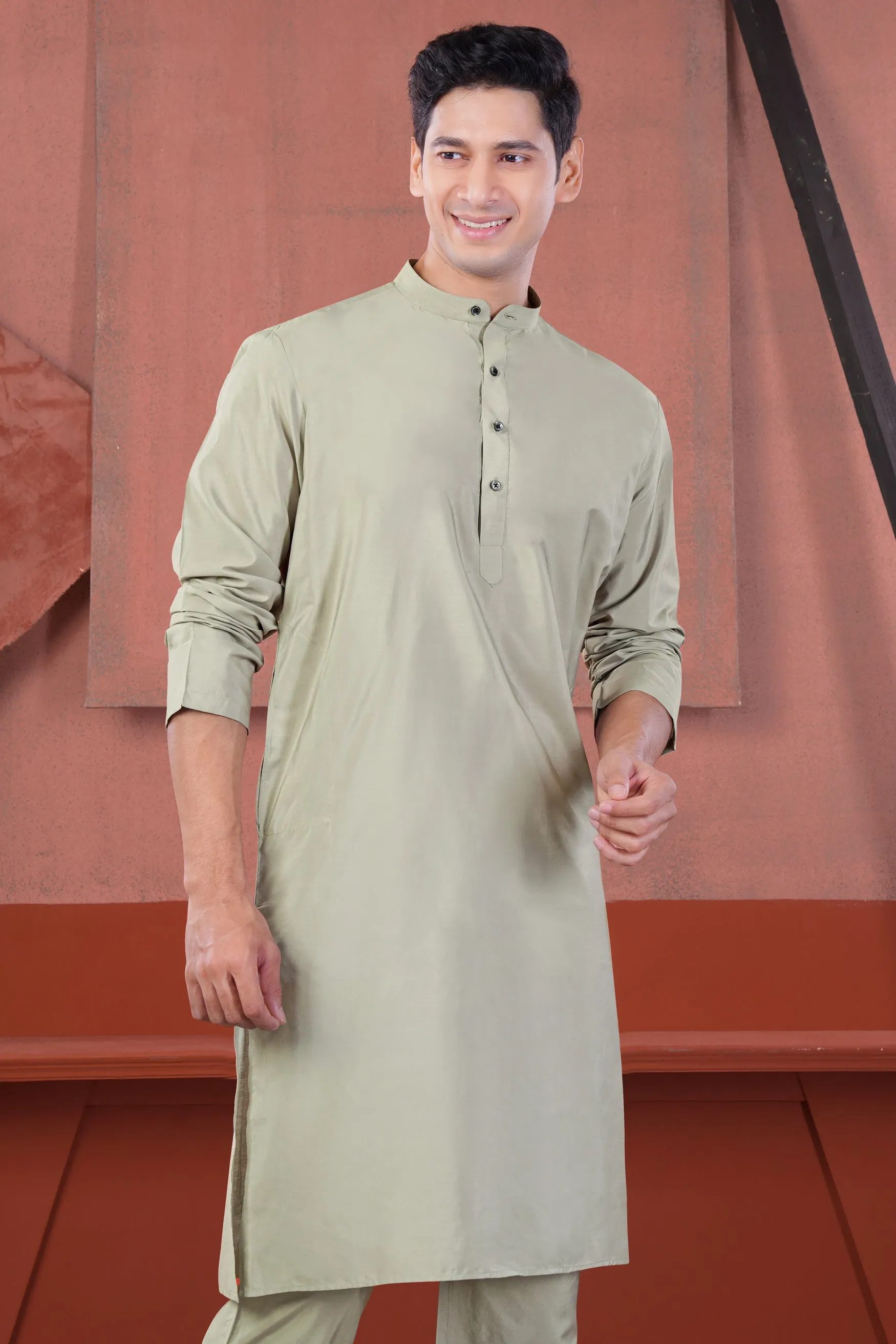 Artichoke Gray Subtle Sheen Viscose Kurta Set