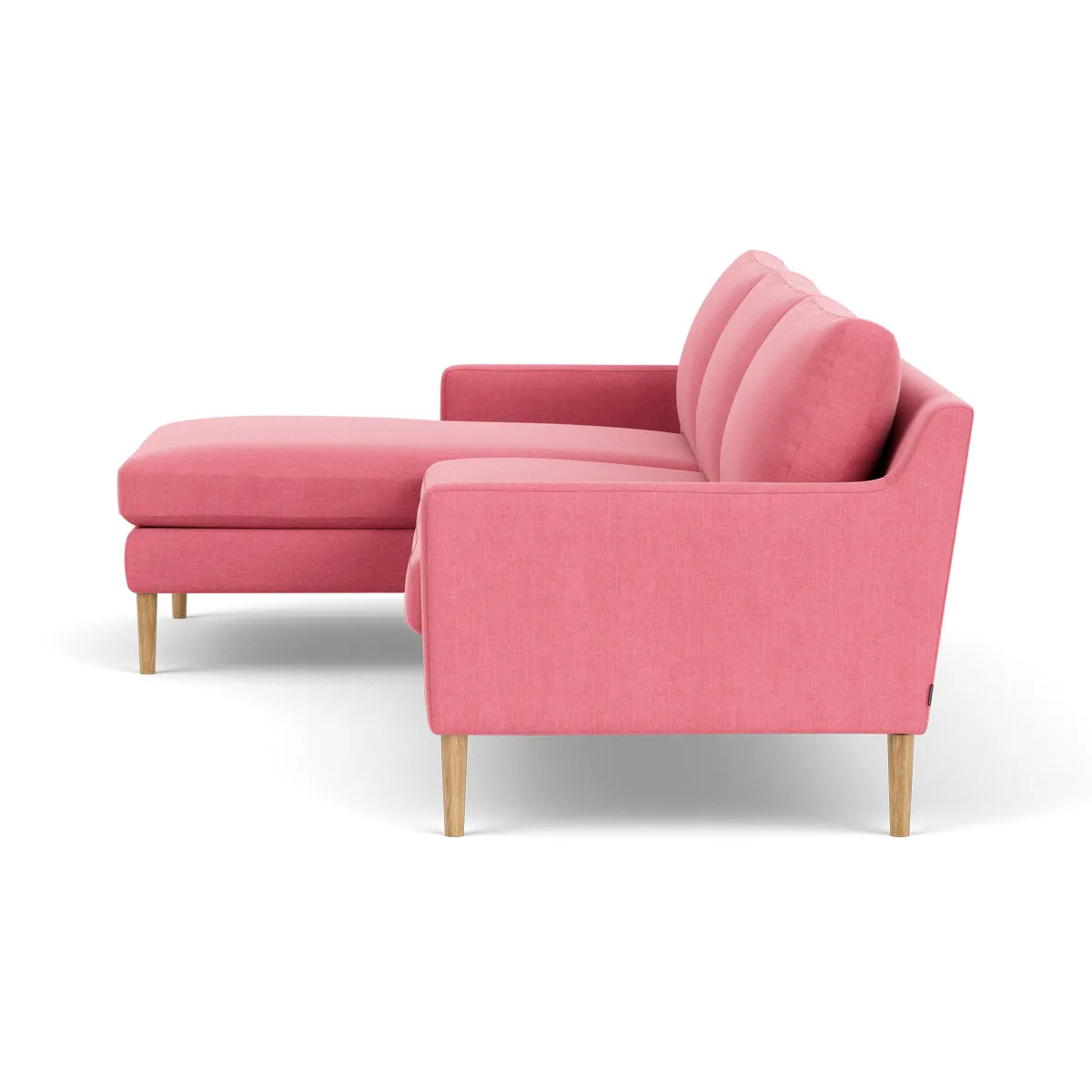 Astha Fabric Left Chaise Sofa (Oak, Bubble Gum)