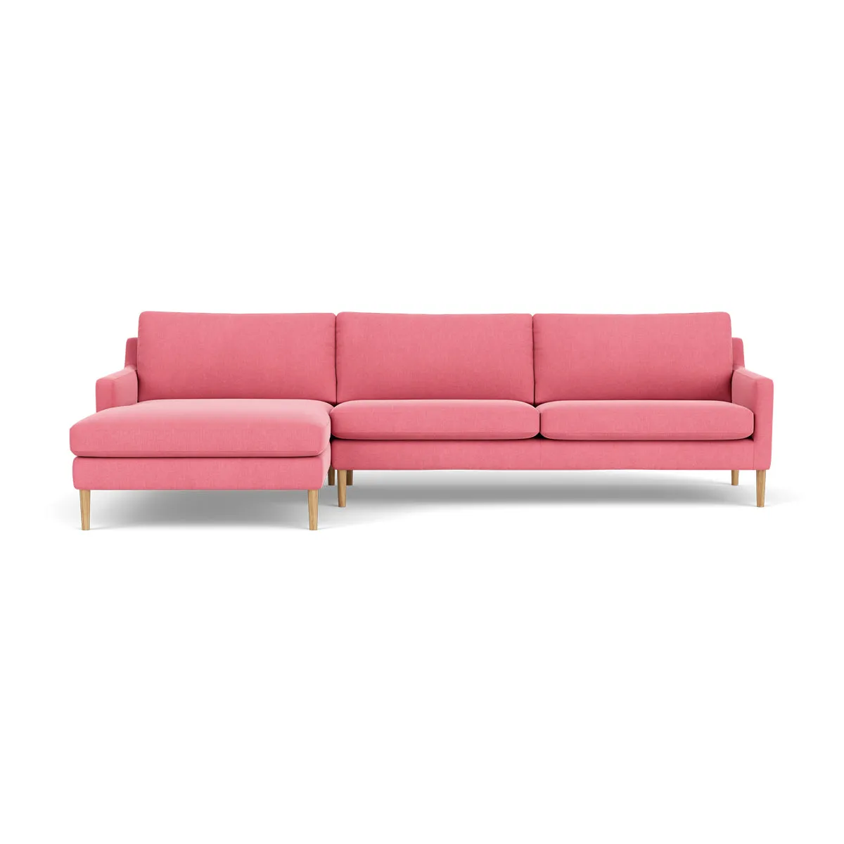 Astha Fabric Left Chaise Sofa (Oak, Bubble Gum)