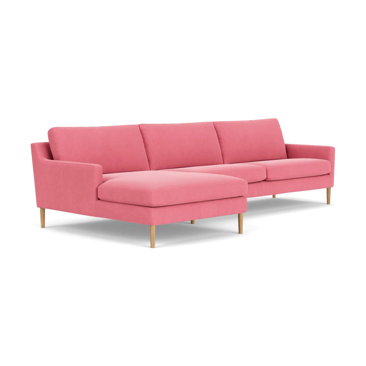 Astha Fabric Left Chaise Sofa (Oak, Bubble Gum)