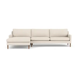 Astha Fabric Left Chaise Sofa (Walnut Natural, Sand)