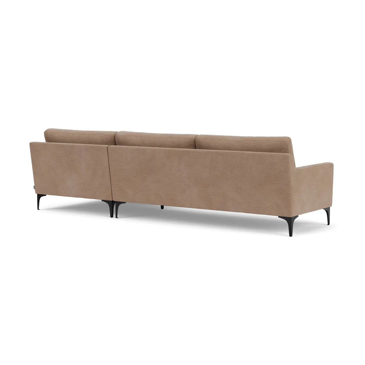 Astha Fabric Right Chaise Sofa (Black Metal, Caramel)