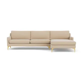 Astha Fabric Right Chaise Sofa (Brass Metal, Form Cream)