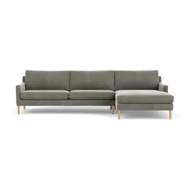 Astha Fabric Right Chaise Sofa (Oak, Grey Green)