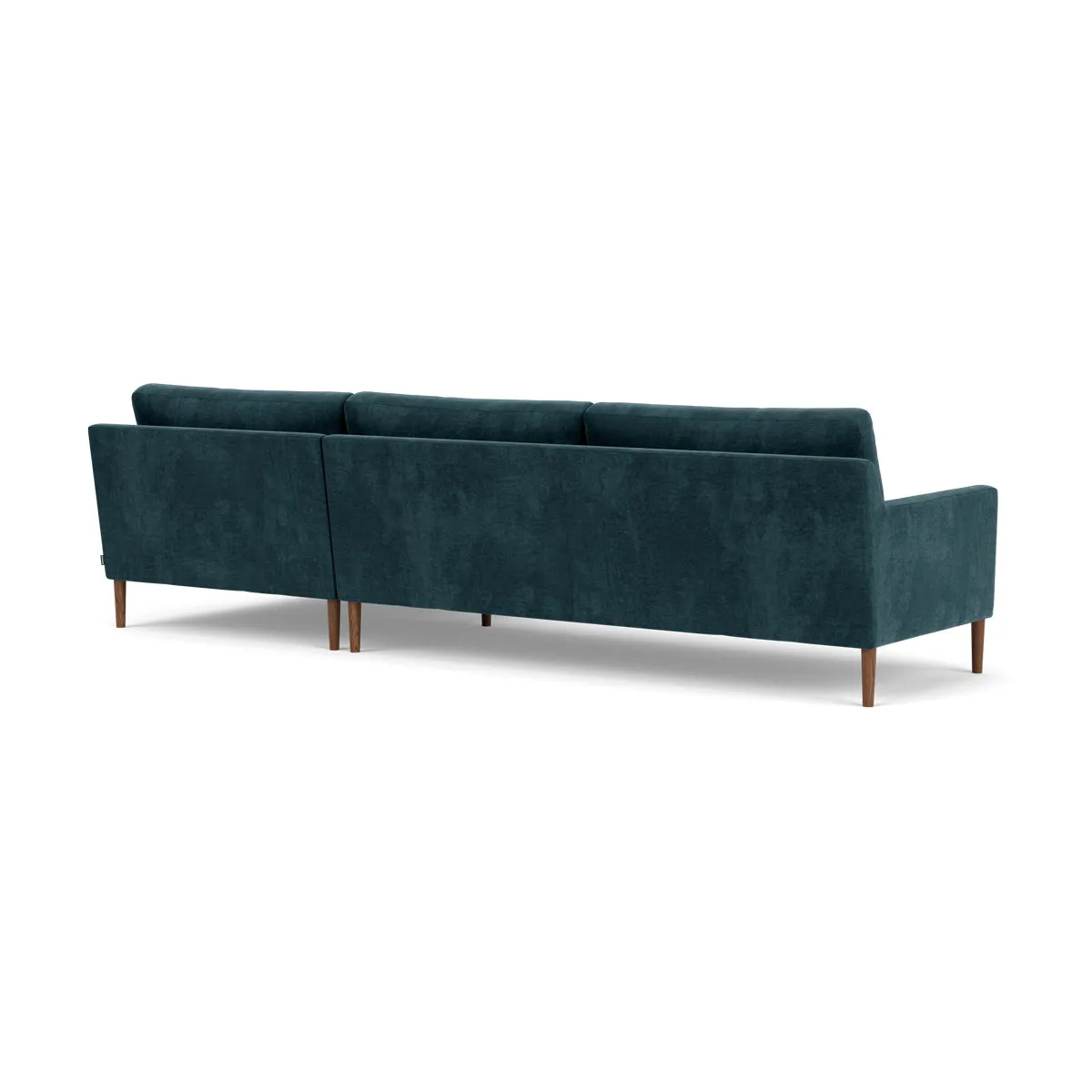 Astha Fabric Right Chaise Sofa (Walnut Natural, Dust Blue)