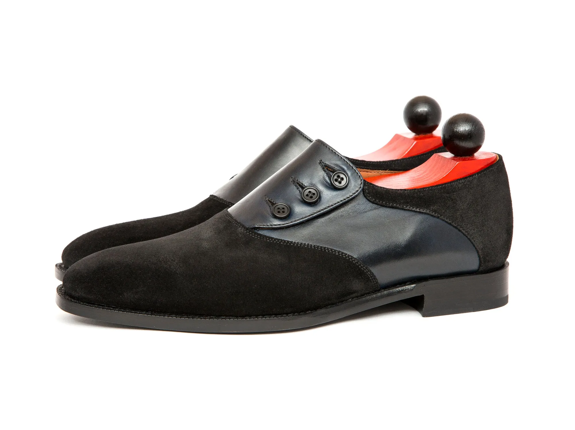 Aurora - MTO - Black Suede / Navy Soft Calf - LPB Last - Single Leather Sole