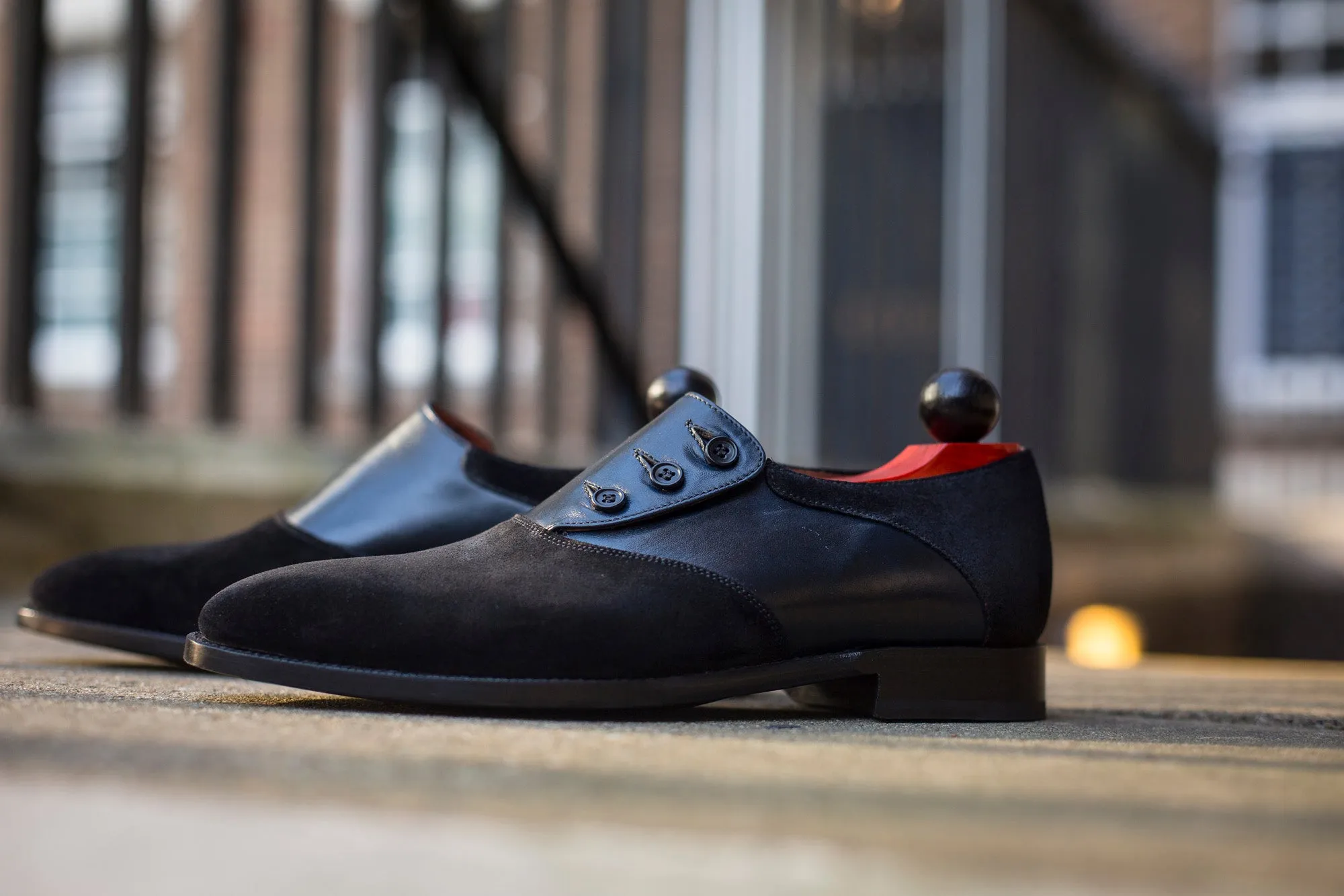 Aurora - MTO - Black Suede / Navy Soft Calf - LPB Last - Single Leather Sole