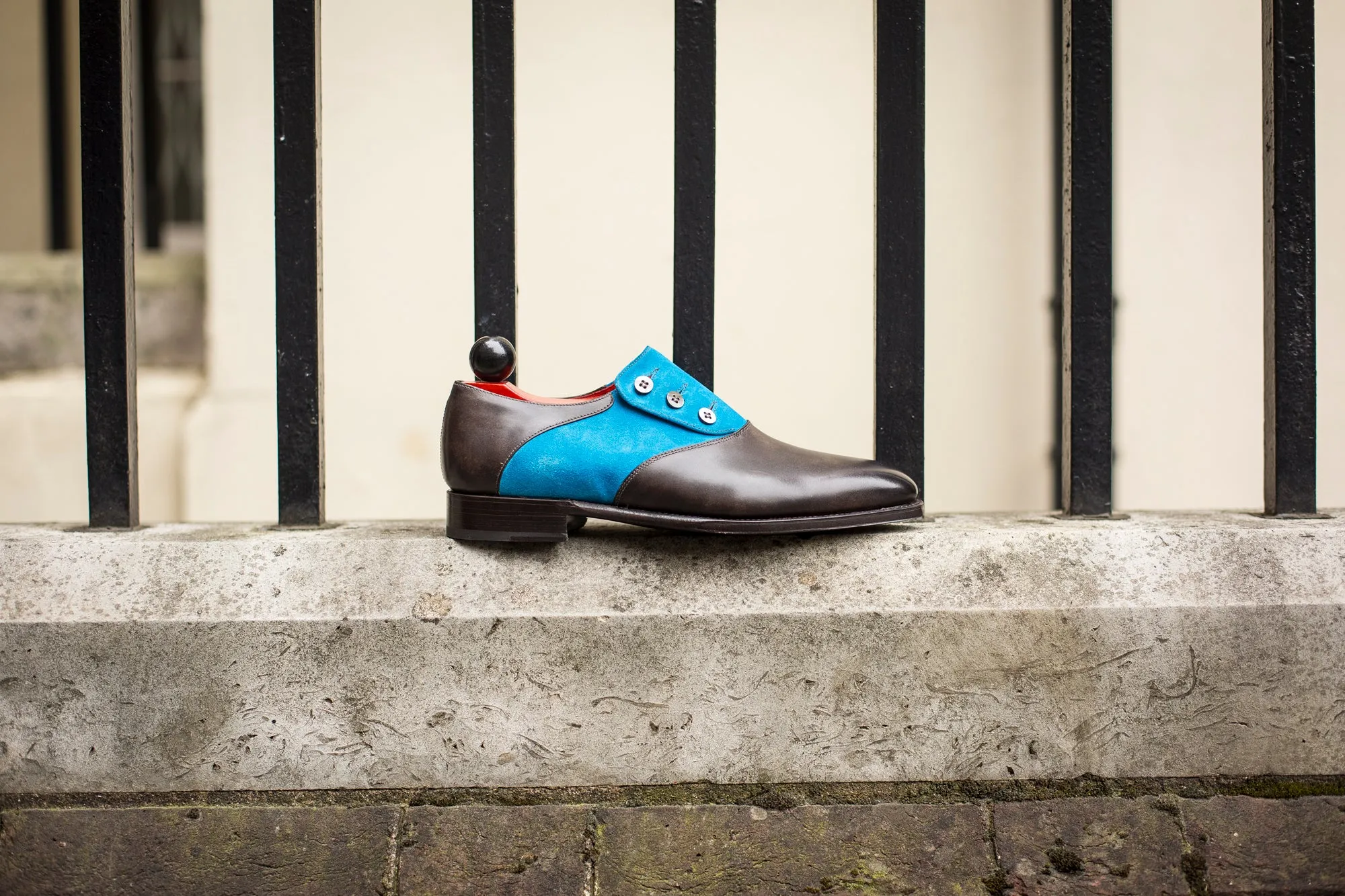 Aurora - MTO - Grey Museum Calf / Turquoise Suede - LPB Last - Single Leather Sole