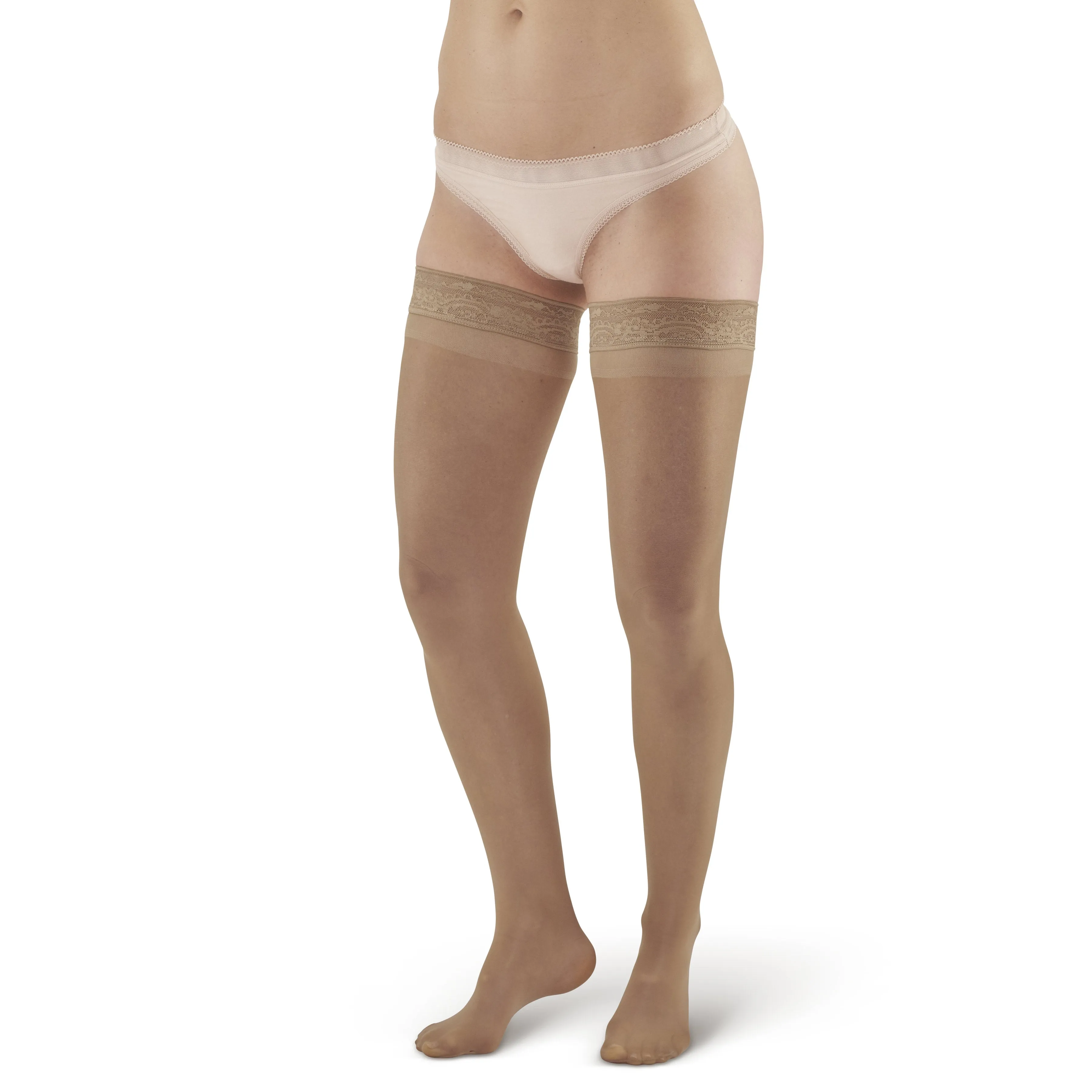 AW Style 74 Soft Sheer Thigh Highs w/Band - 8-15 mmHg (3 Pack)