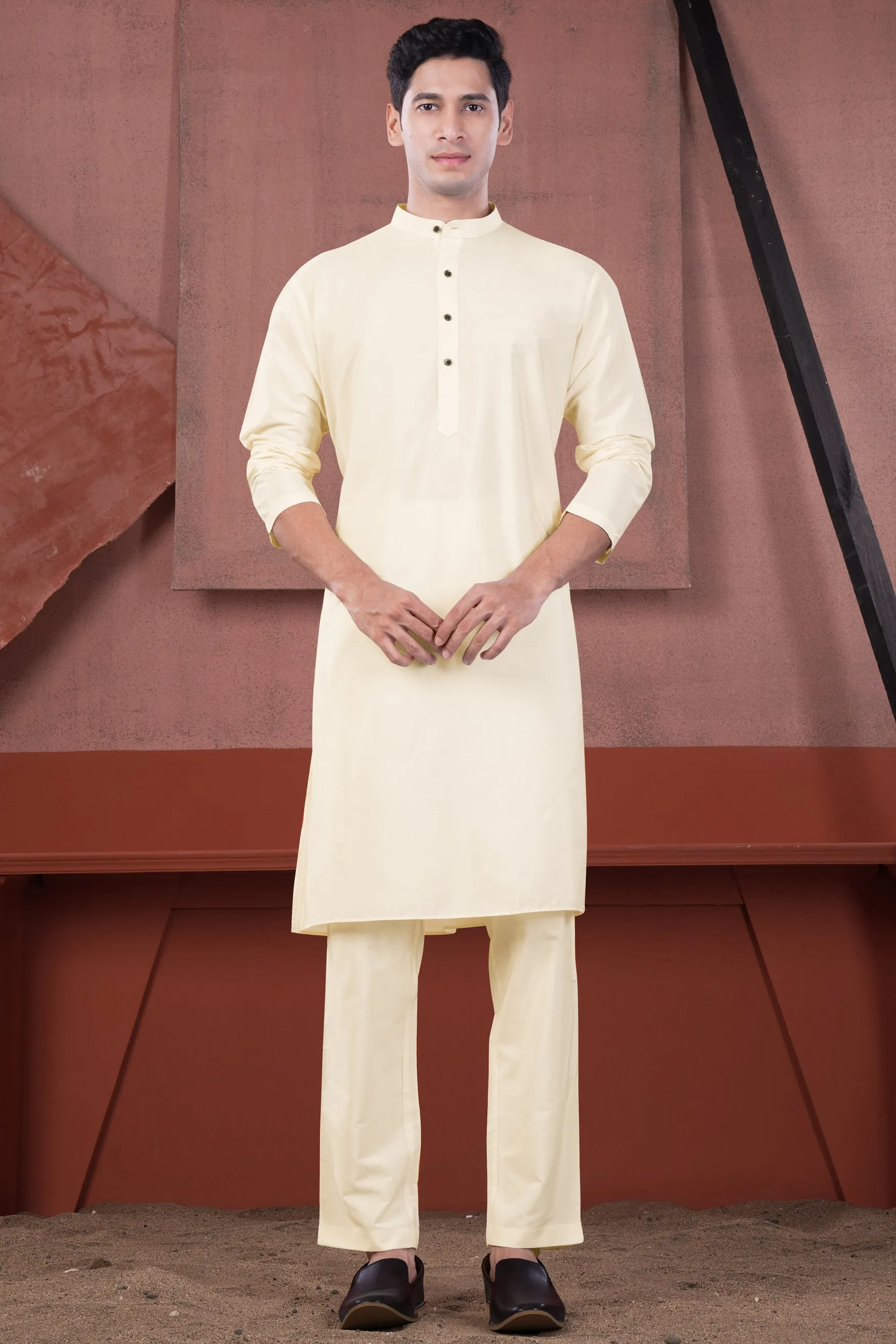 Beige Subtle Sheen Viscose Kurta Set