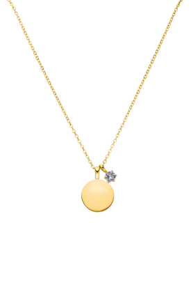 Birthstone March Necklace 14K Gold Plated