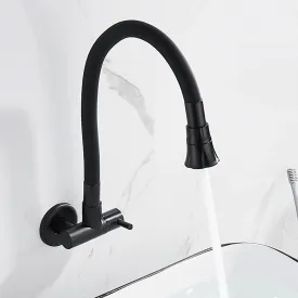 Black Single Hole Wall Mounted Kitchen Tap