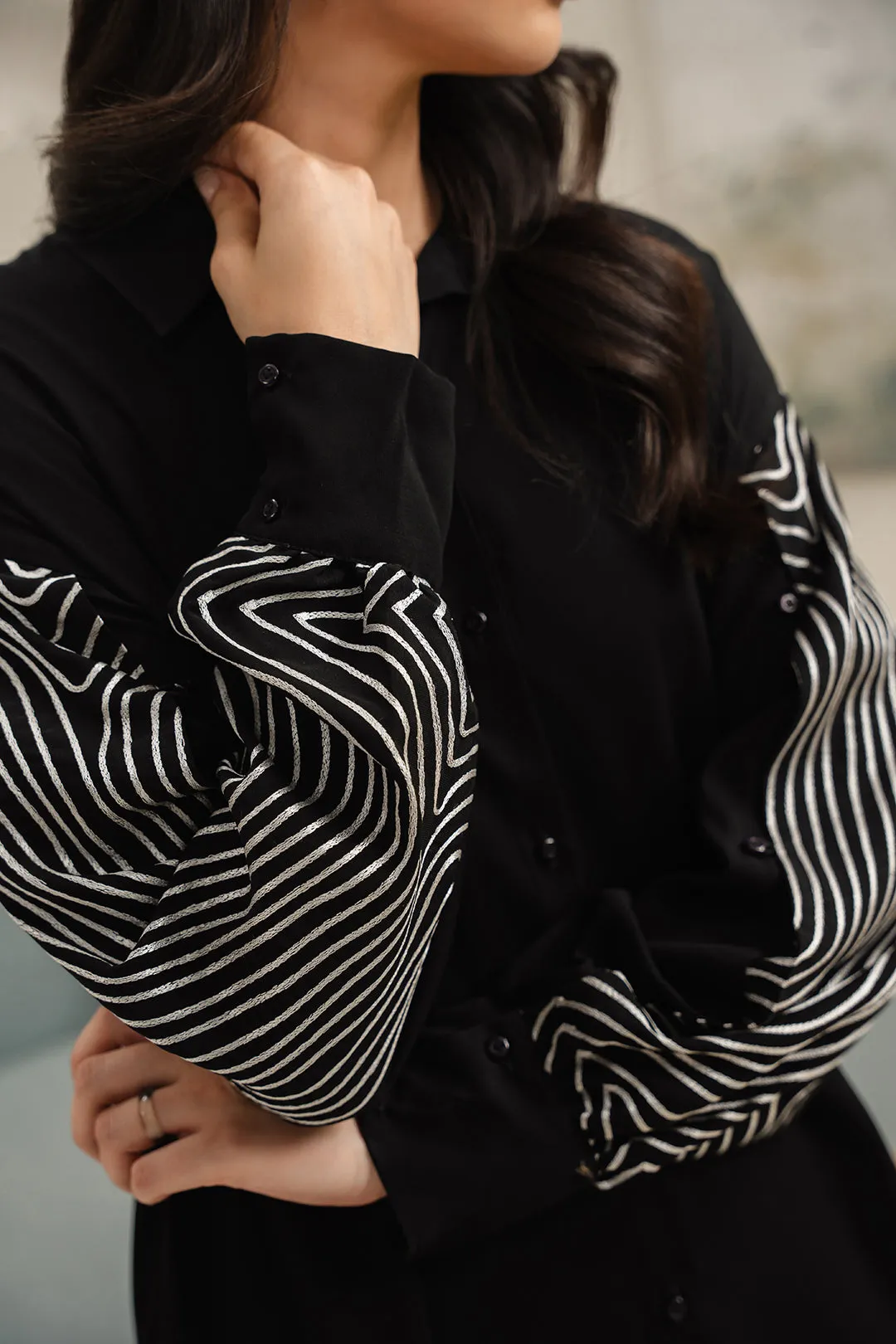 Black Swirl Button Down