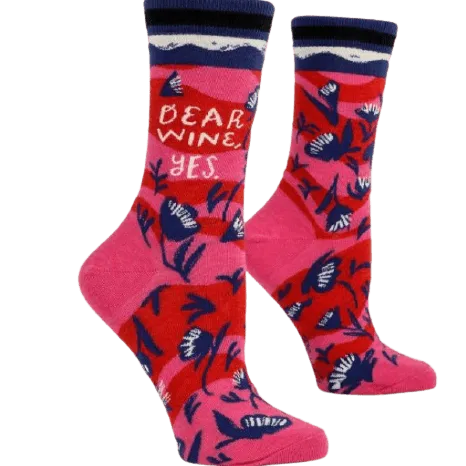 Blue Q "Dear Wine" Crew Socks - Women's