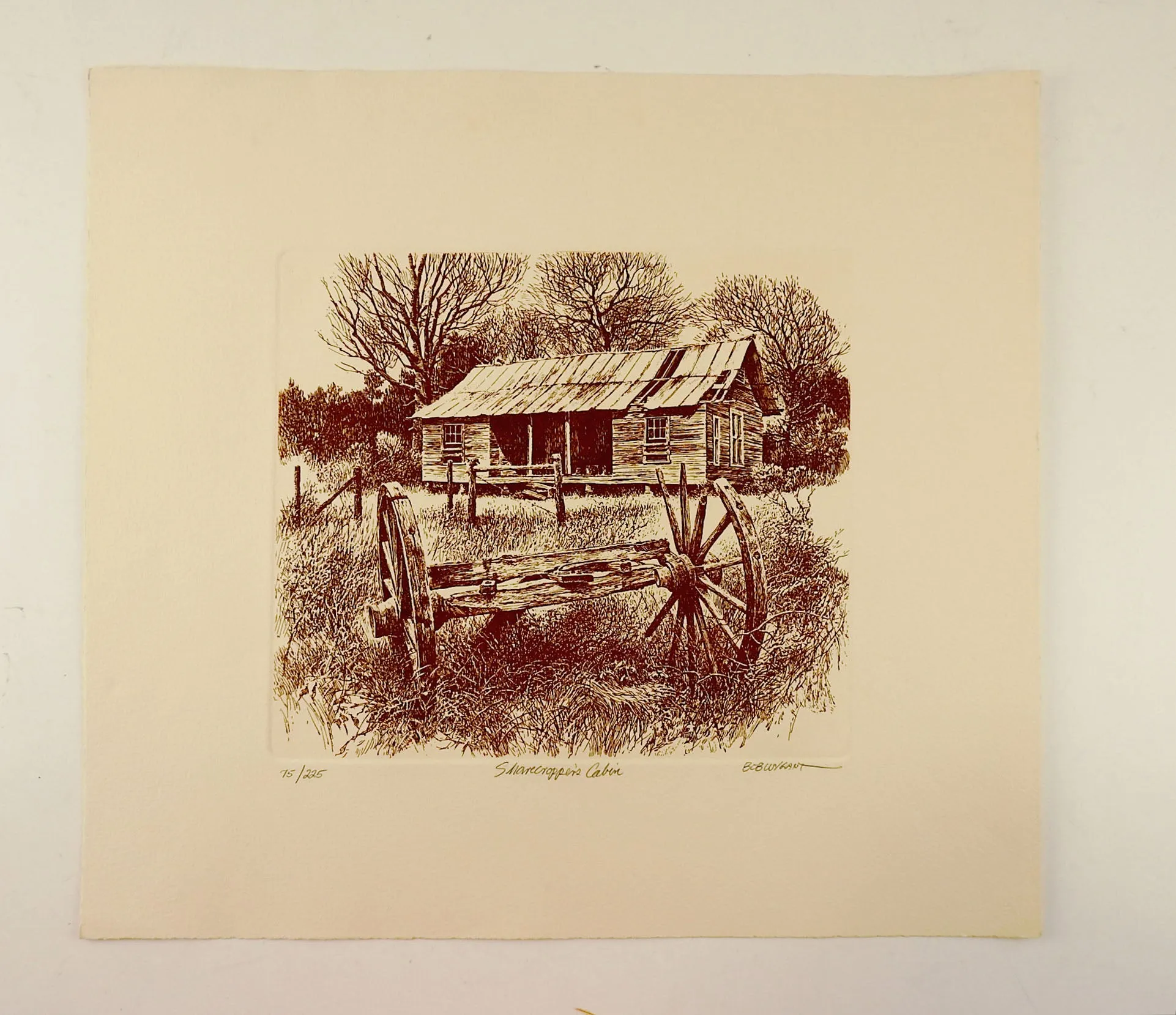 Bob Wygant Etching Sharcroppers Cabin Print