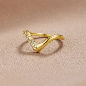 Chunky Gold & Crystal Wave Ring