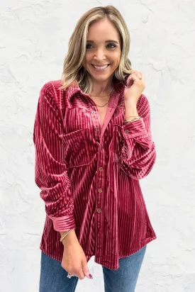 City Nights Corduroy Top - Wine