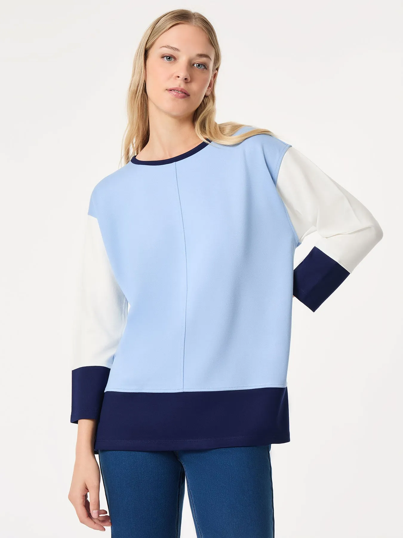 Colorblock Seam Detail Tunic, Serenity Knit