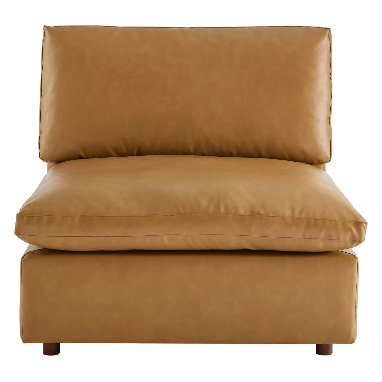 Commix Down Filled Overstuffed Vegan Leather Armless Chair