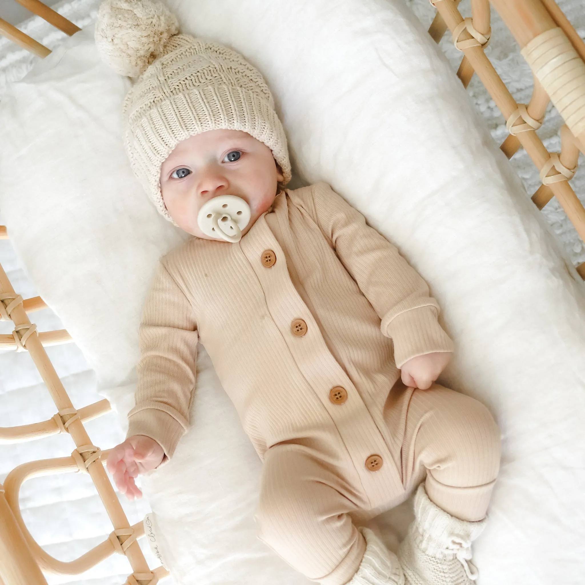 Cozy Long Sleeve Louie Romper - Oatmeal