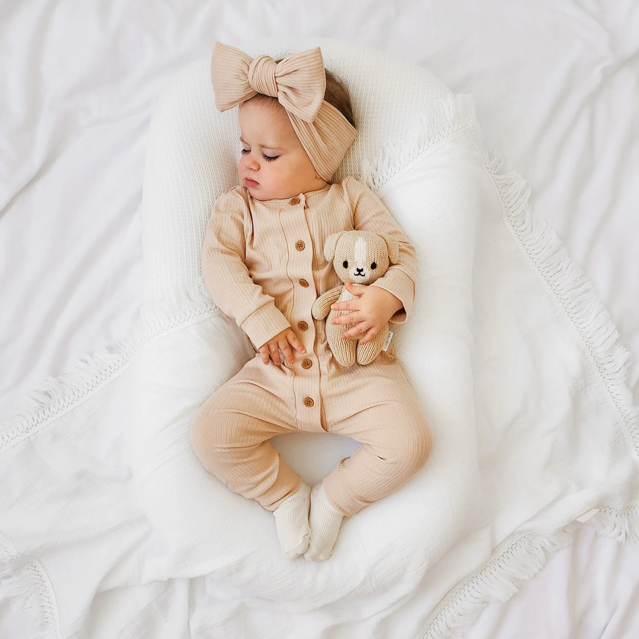 Cozy Long Sleeve Louie Romper - Oatmeal