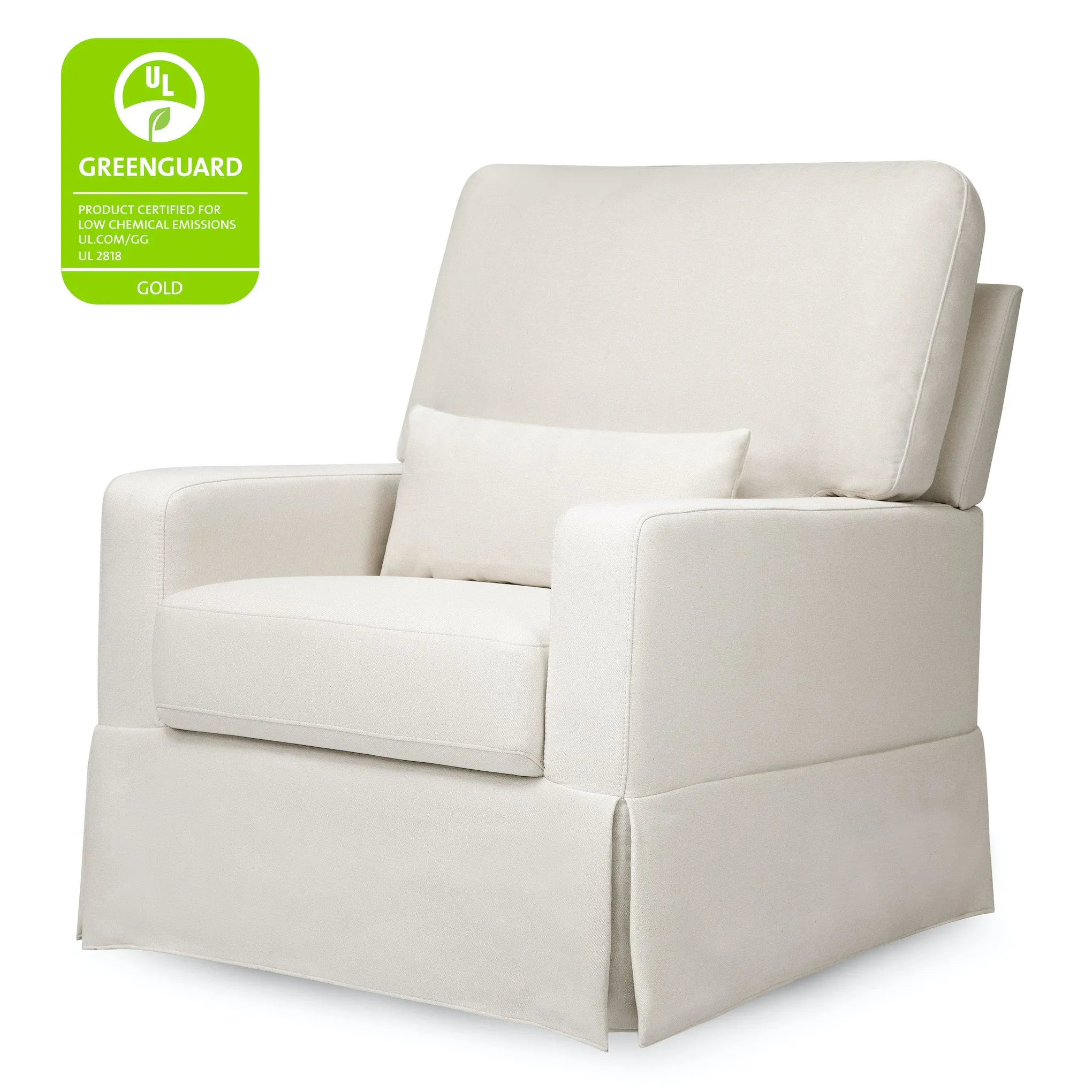 Crawford Pillowback Comfort Swivel Glider in Eco-Performance Fabric - Cream