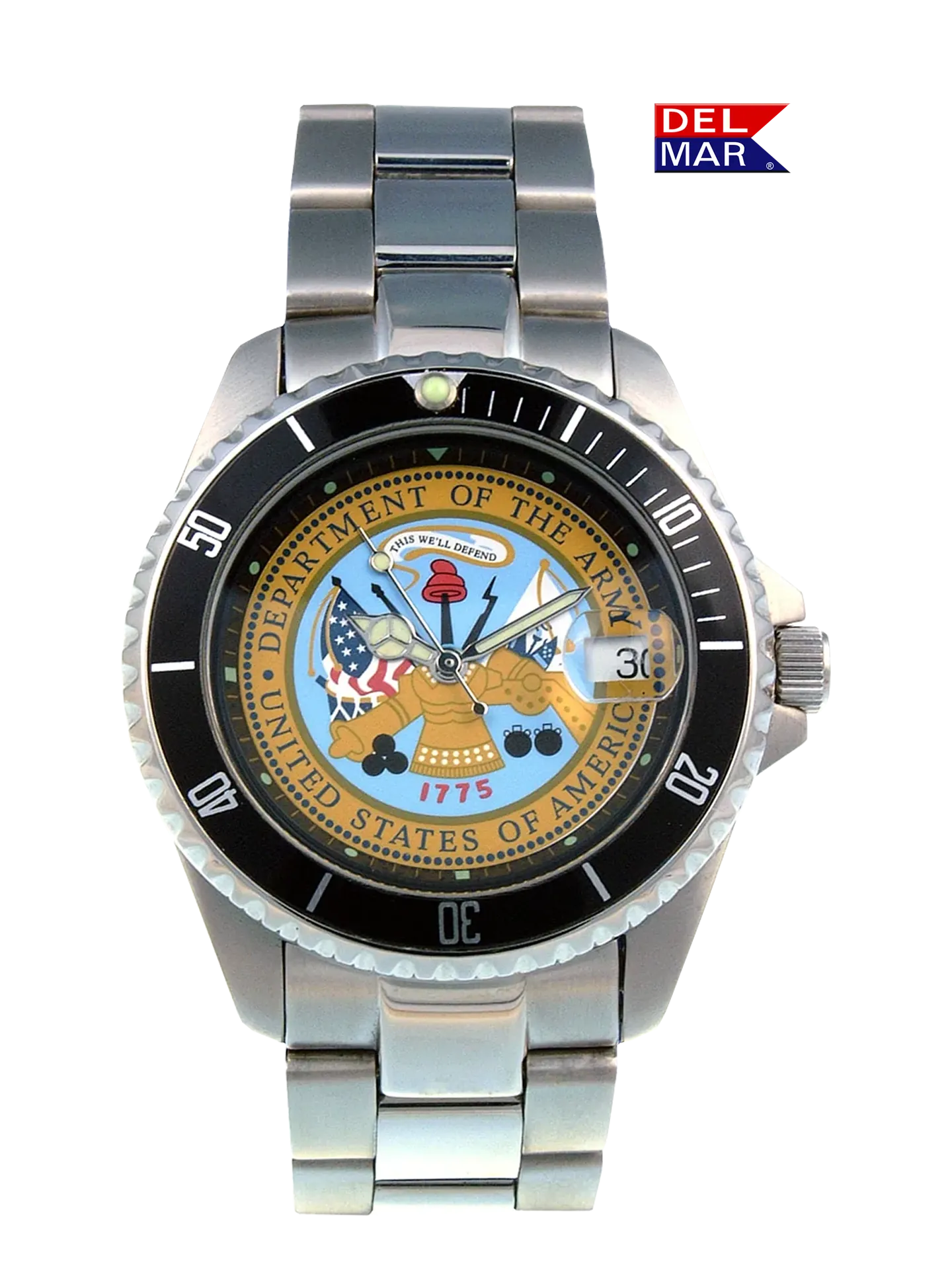 Del Mar Watches Men's Army Military Watch - Stainless Steel Bracelet #50448