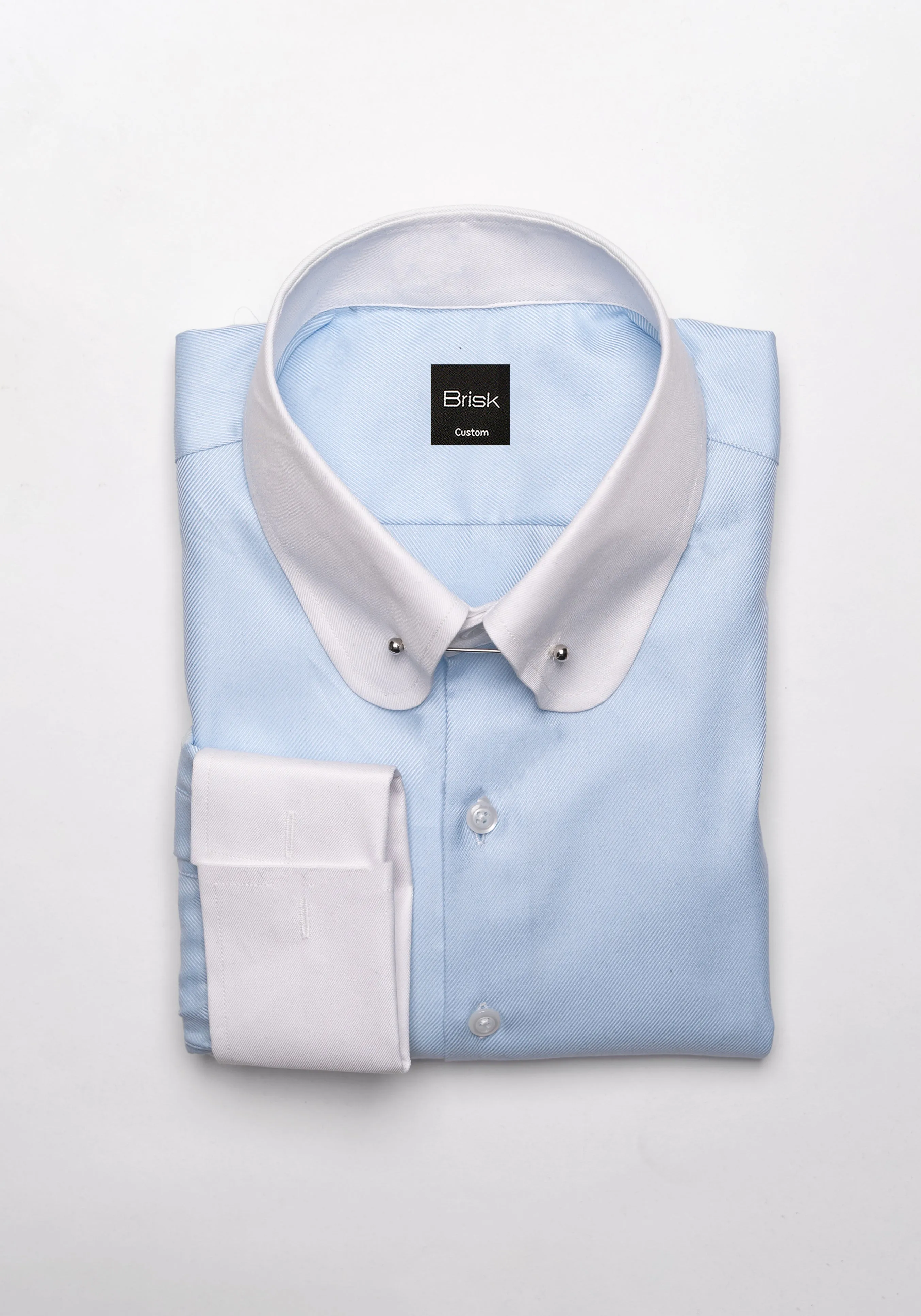 Egyptian Sky Blue Bold Twill Pin Collar Shirt