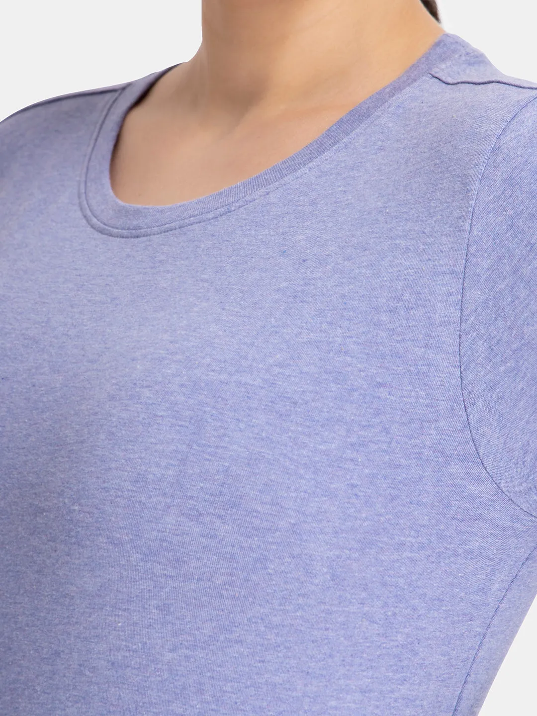 Essential Long Sleeve Round Neck T-Shirt - Infinity Blue Marl