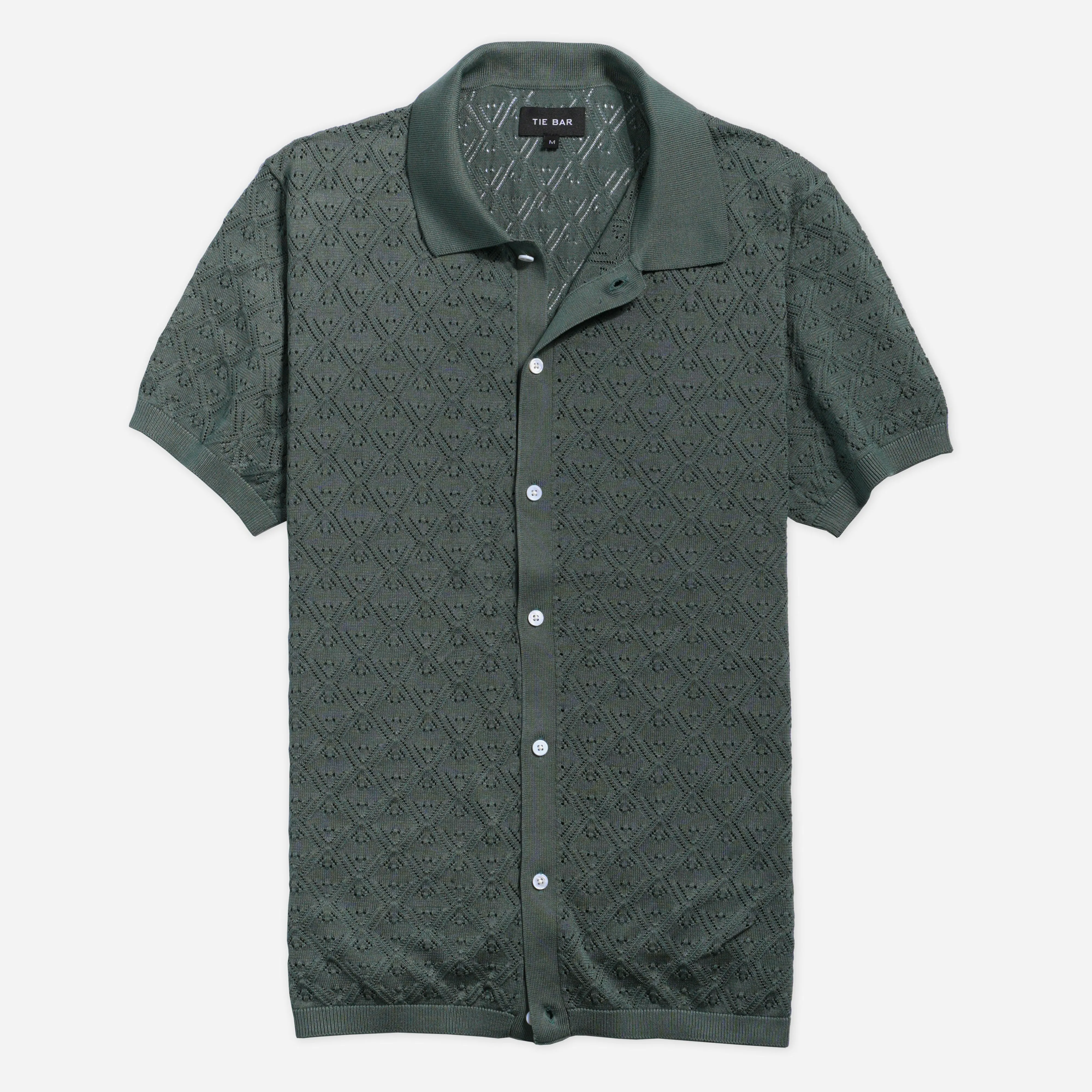 Full Placket Pointelle Cilantro Polo