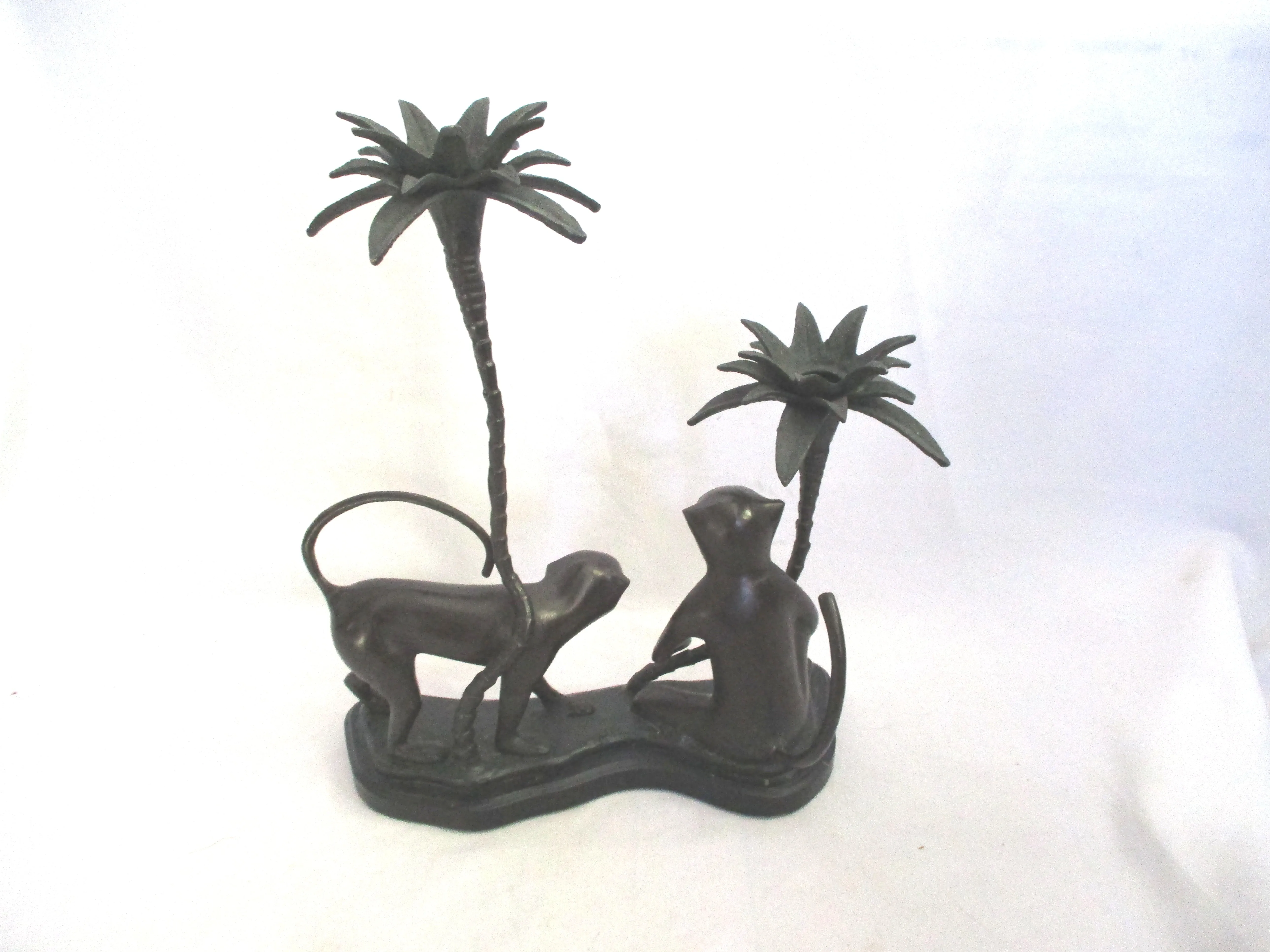 Handmade MONKEY CHIMP METAL Iron Candelabra Candle Holder Candlestick Black Rustic