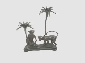 Handmade MONKEY CHIMP METAL Iron Candelabra Candle Holder Candlestick Black Rustic