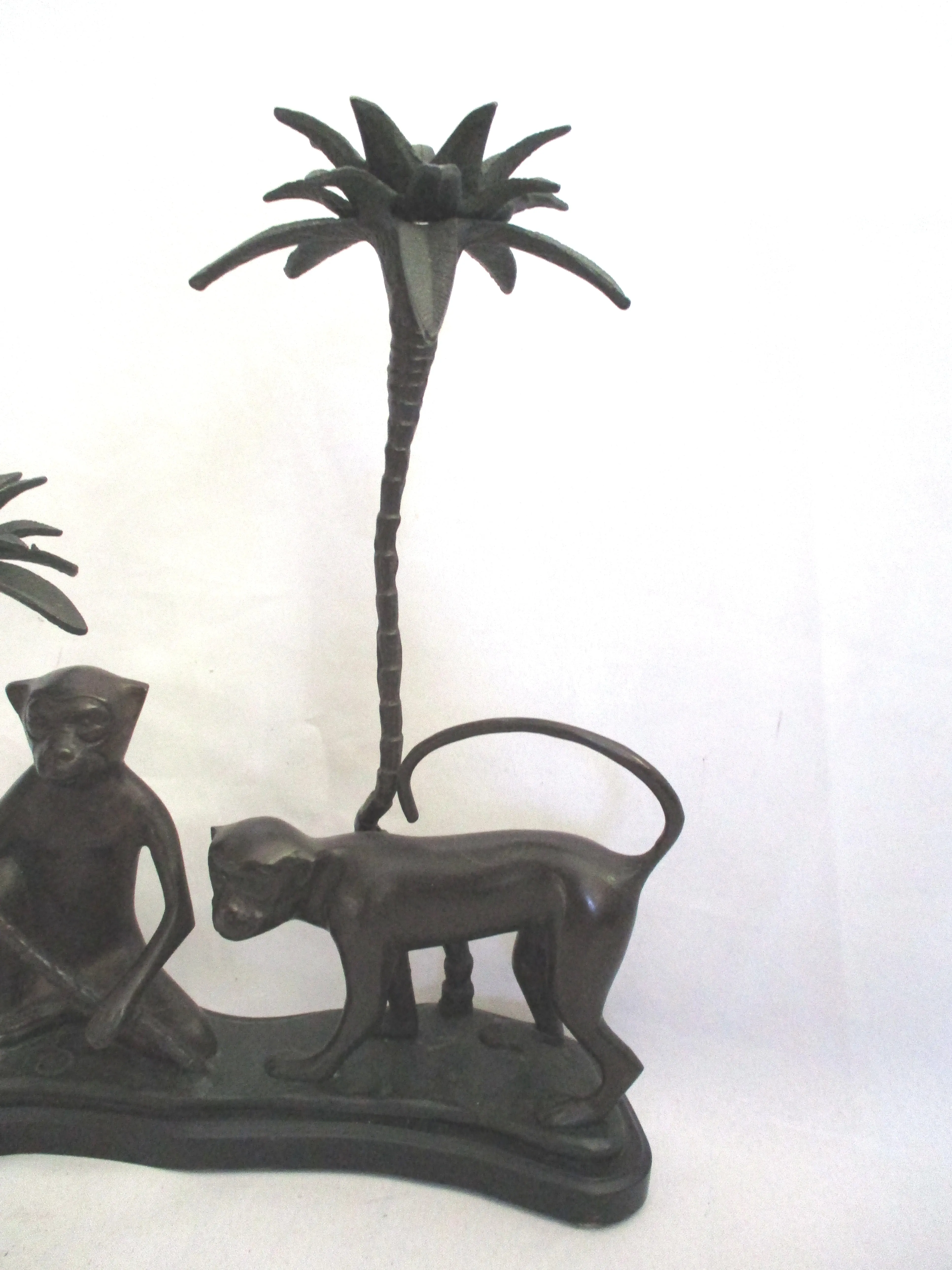 Handmade MONKEY CHIMP METAL Iron Candelabra Candle Holder Candlestick Black Rustic