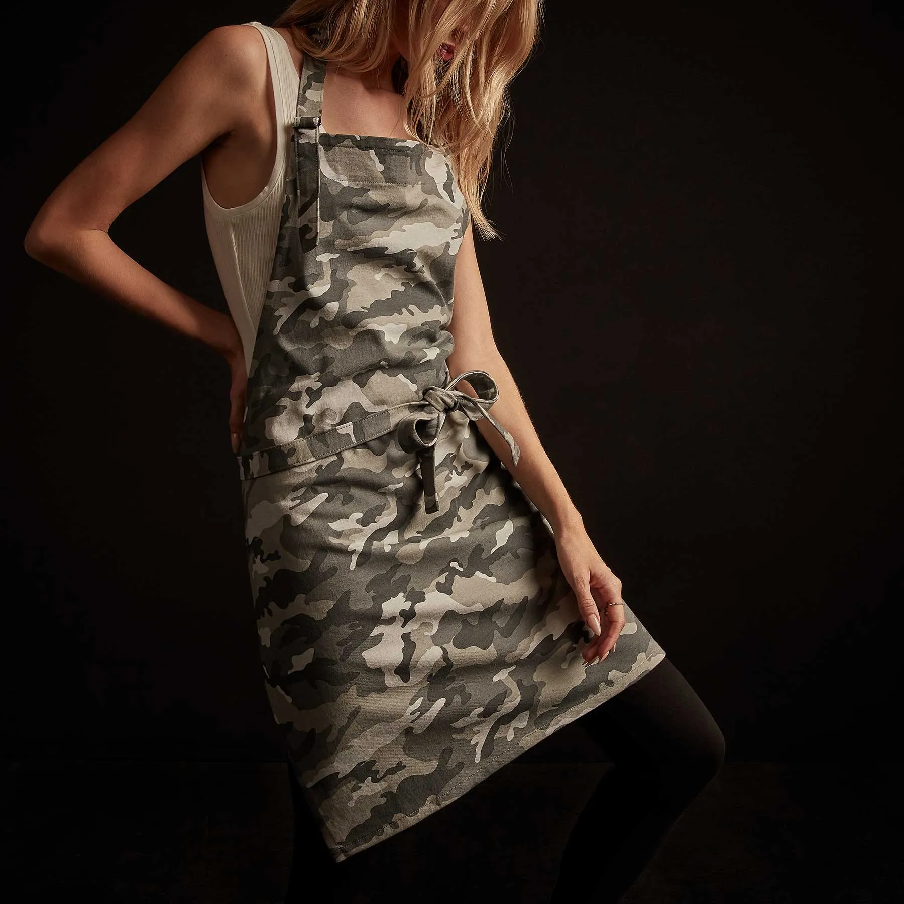 Heavy Jersey Camo Chef's Apron - Arctic Camo