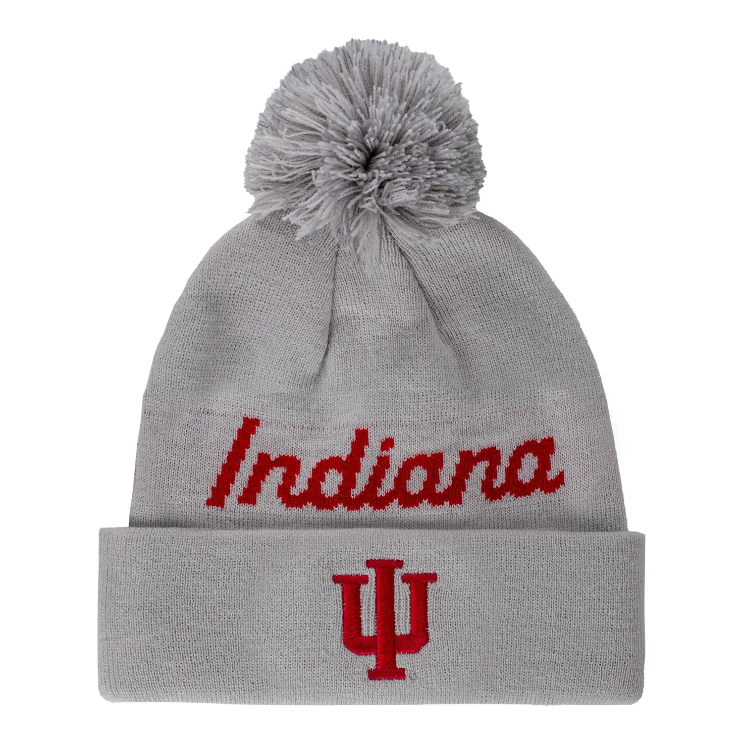 Indiana Hoosiers Adidas Cuff Pom Grey Knit Hat