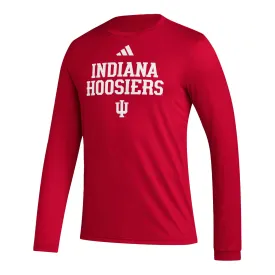 Indiana Hoosiers Adidas Pre-Game Wordmark Long Sleeve Crimson T-Shirt