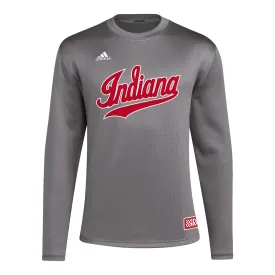 Indiana Hoosiers Adidas Reverse Retro Script Grey Crewneck