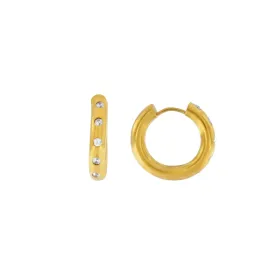 Joy Waterproof Clear CZ 20mm Huggie Earring 18K Gold Plating