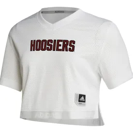 Ladies Indiana Hoosiers Adidas Crop White Jersey