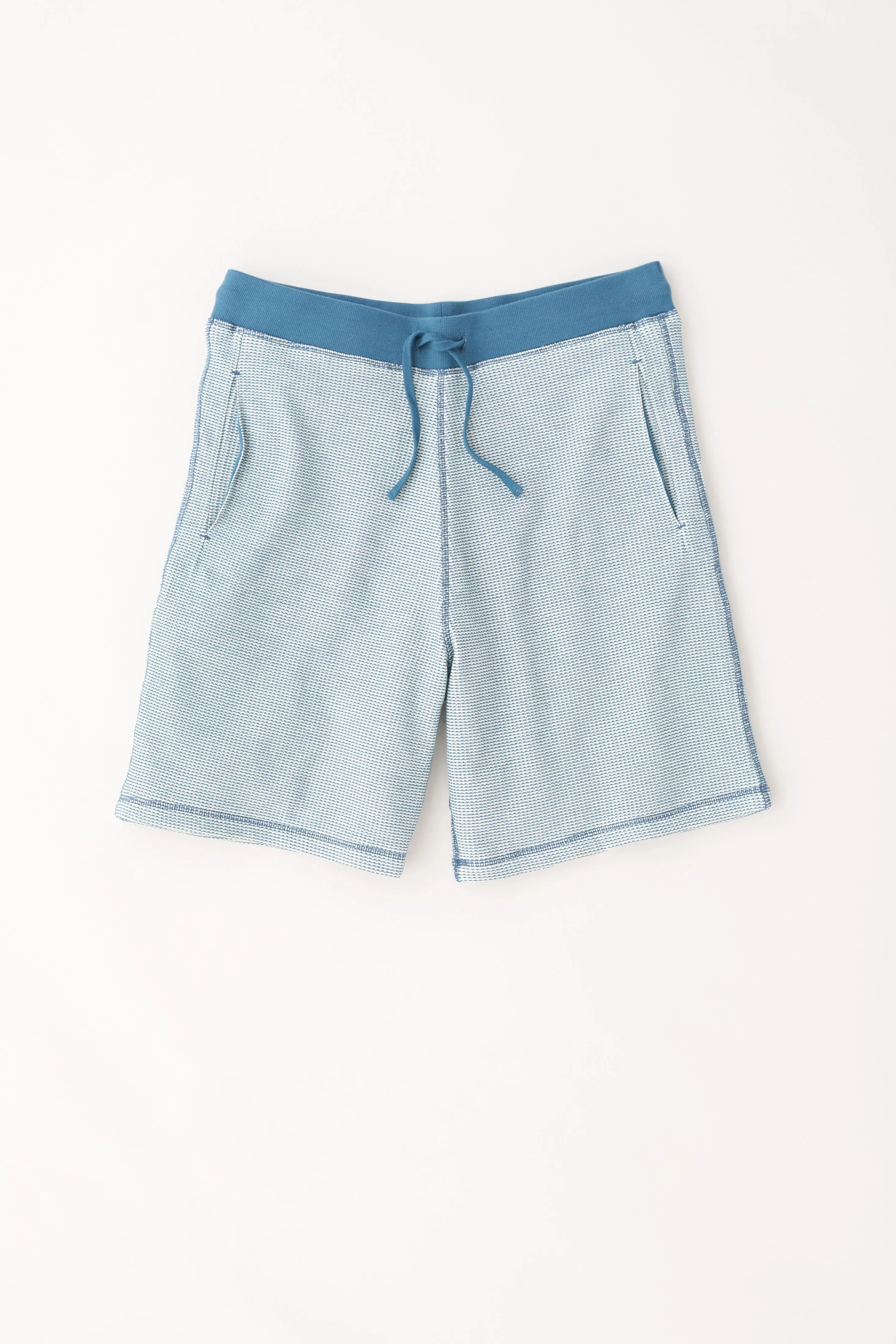 Men's Atlas 2-Tone Waffle Short in Marshmallow/Marine Blue