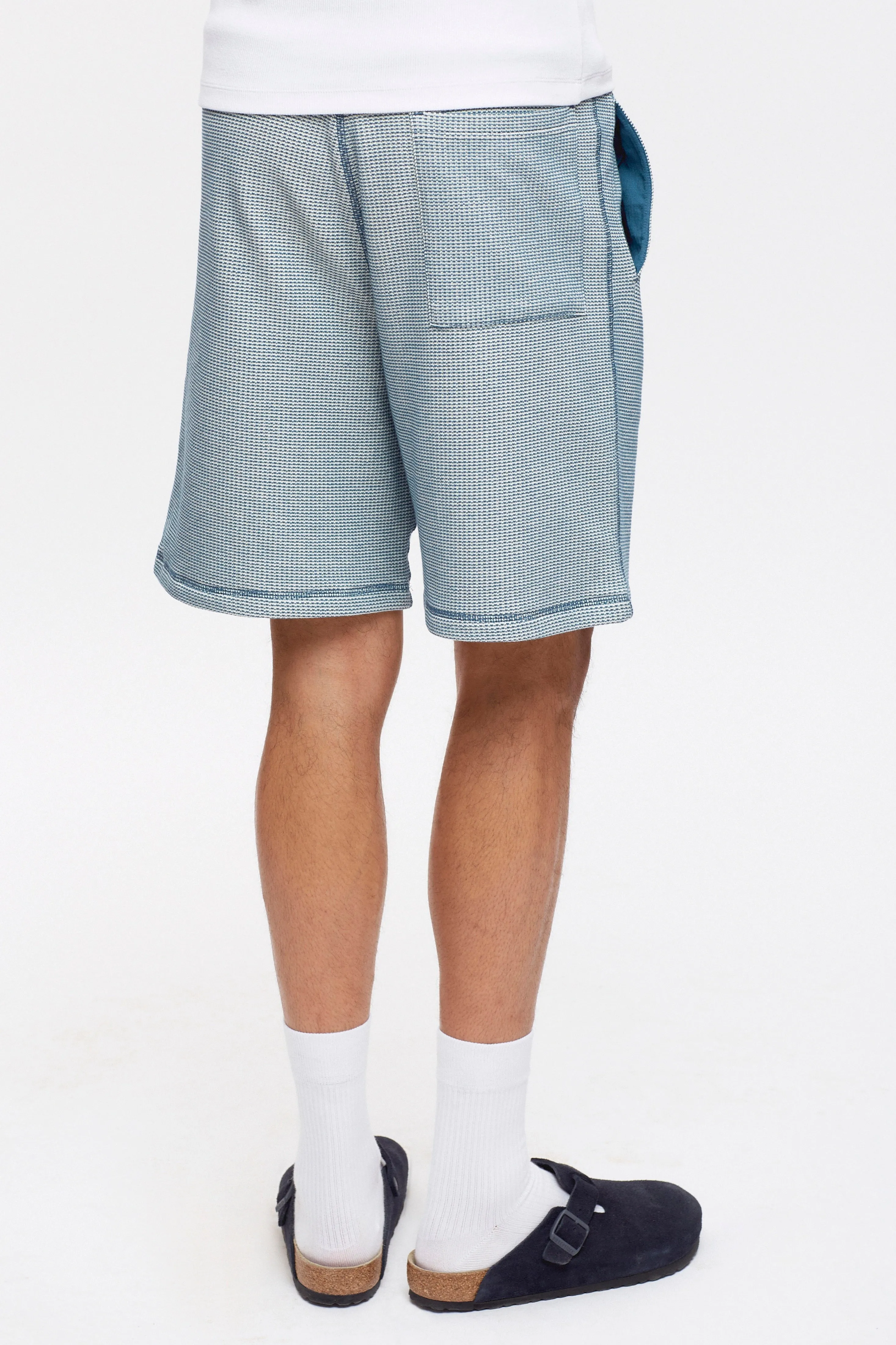 Men's Atlas 2-Tone Waffle Short in Marshmallow/Marine Blue