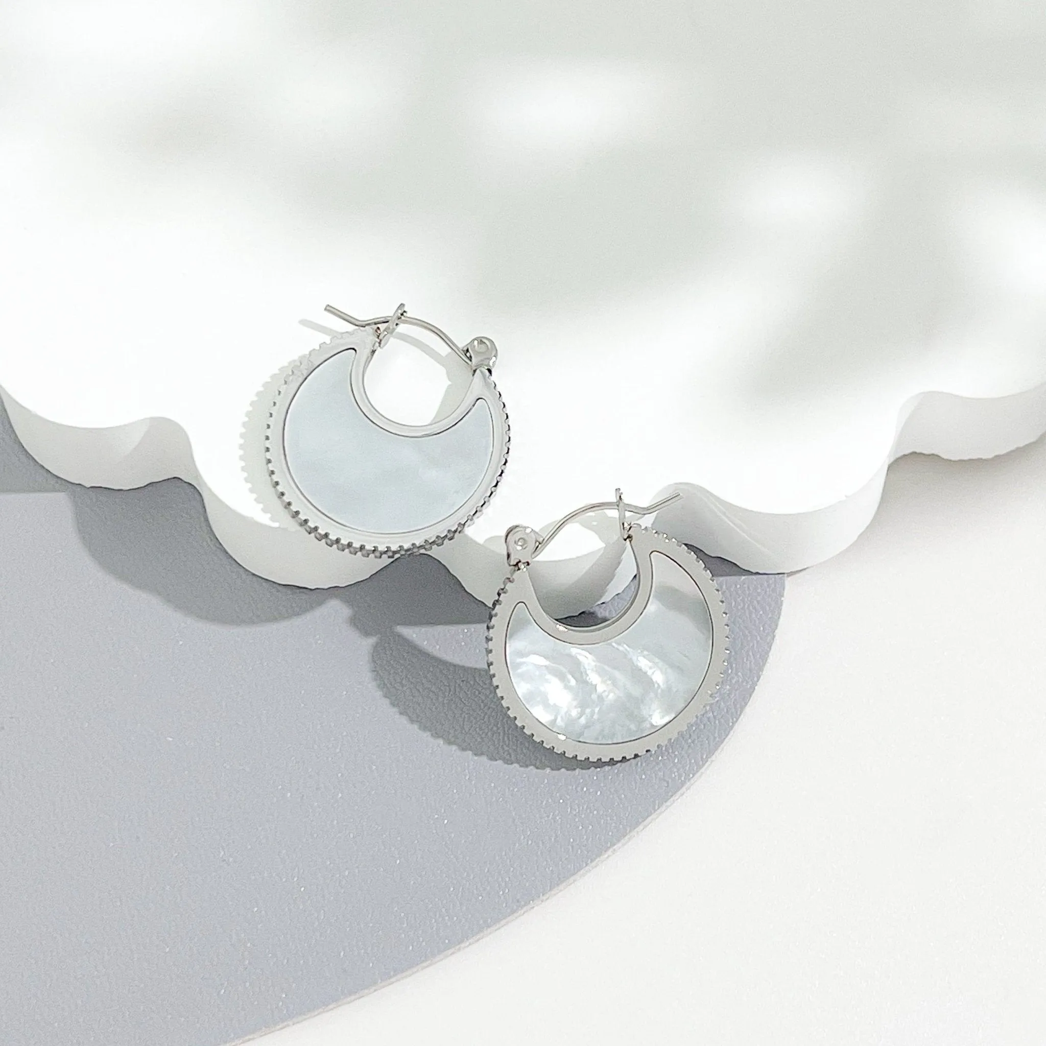 Mother of Pearl Hoop Earrings