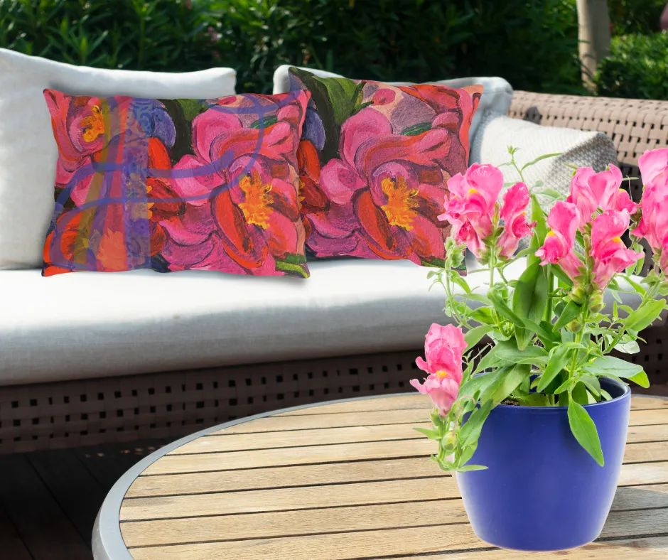 Outdoor Pillows - Pink Magnolias