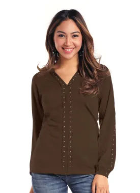 Panhandle Slim® Women's Studded Peasant Long Sleeve Western Blouse