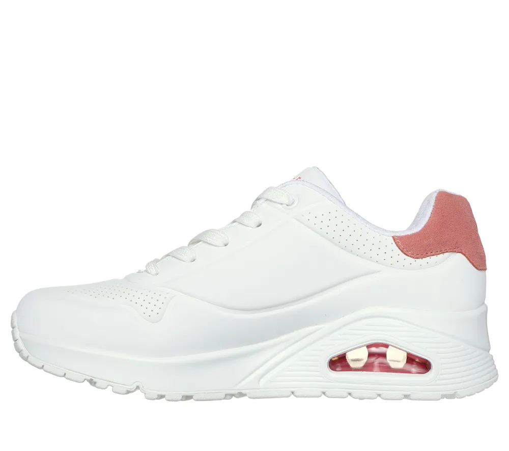 Pantofi sport, dama, SKECHERS UNO-POP BACK 177092-WCRL alb, piele ecologica