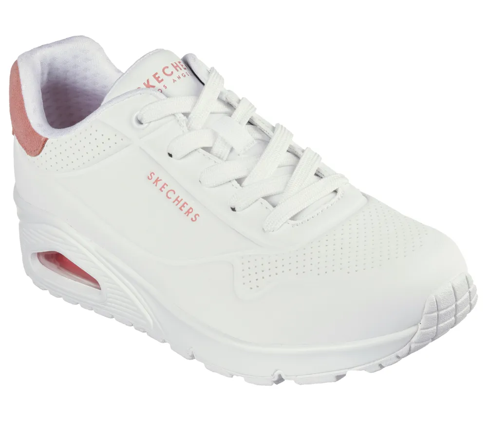 Pantofi sport, dama, SKECHERS UNO-POP BACK 177092-WCRL alb, piele ecologica