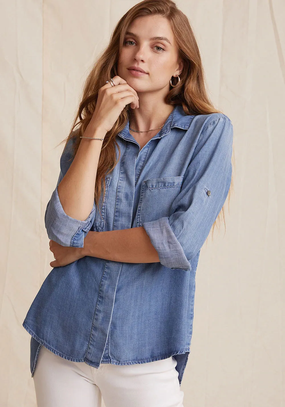 Split Back Button Down - Medium Ombre